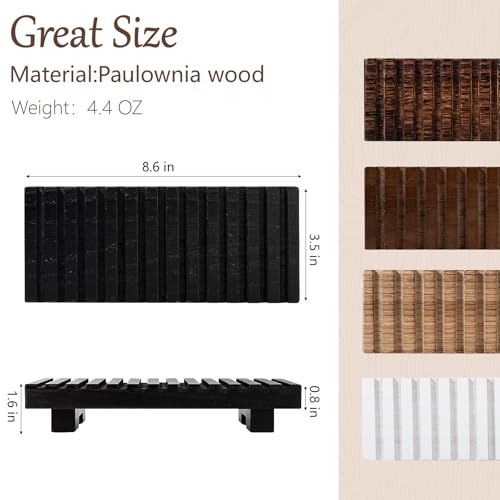 Bathroom Tray Rustic Farmhouse Decor Wood Stand, 8.6" * 3.6" Black | Waterproof, Lightweight, Easy Clean, Wood Riser Kitchen soap holder Accessories for Office Desk, Vanity, Counter, Sink - color: Black, size: 8.7" x 3.6" x 1.6"