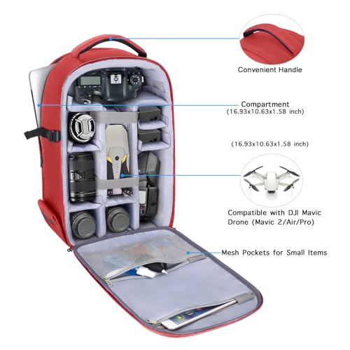 MOSISO Camera Backpack, DSLR/SLR/Mirrorless Photography Camera Bag - color: Red