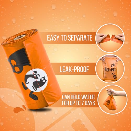 Pet N Pet Poop Bags for Dogs, 1080 Count, Plant Based, Unscented, Orange - color: Orange - Unscented