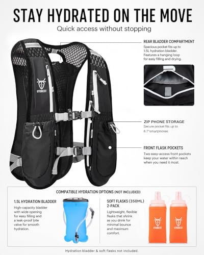 UTOBEST Running Vest Lightweight Hydration Vest Pack 5L UTR104 - color: Green Vest 5L - Only Vest