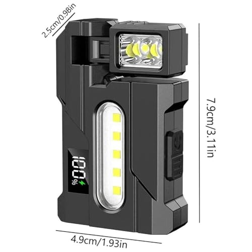 Wrrozz G5 Rechargeable EDC Flashlight, Black Flat Mini Pocket, Magnetic - size: D-1 pack