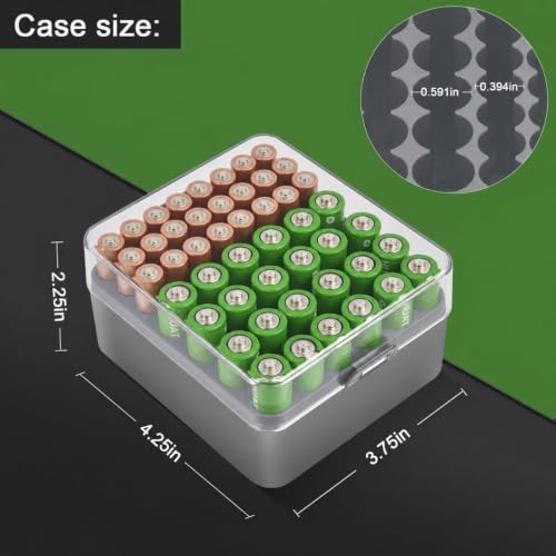 ALCYON Plastic Battery Organizer Storage Case for 48 AA/AAA Batteries - color: Grey, size: Medium 48+AA AAA