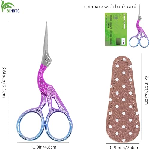 BIHRTC 3.6" Detail Shears Small Stainless Steel Small Embroidery Scissor | 3.6 Inch Compact Design for Thread Cutting,Embroidery, Needlework,Crafting,Jewelry Making,DIY Sewing Handcraft Craft Art Work - color: Blue Pink, size: 3.6inch
