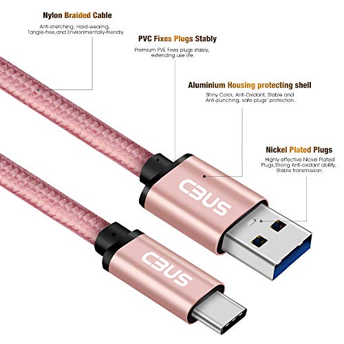 3ft USB A to USB C Cable Fast Charging Braided for Samsung Galaxy S26/S25/S24 Ultra/Plus/FE, A56 5G, A36 5G, A26 5G, A17 5G, A16 5G, Moto G Power/Stylus/Play, TCL 50/40, Pixel (Pink Rose Gold) - color: Pink Rose Gold, size: 3 Feet