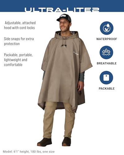 FROGG TOGGS Ultra-lite2 Waterproof, Breathable Rain Poncho - color: Khaki, style: Adult