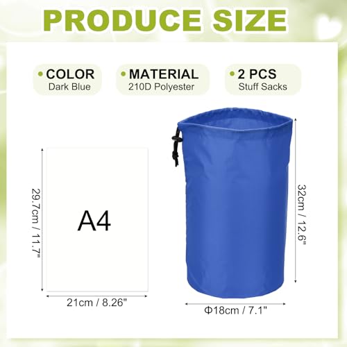 Drawstring Bag with Toggle, Cinch and Ditty Pouch Portable Outdoor Products Ditty Bag 7x13 & 2Pcs & Dark Blue - Fit For(Backpacking/Camping/Traveling) - color: Dark Blue, size: 7x13"