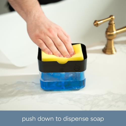 S&T INC. Dish Soap Dispenser and Sponge Holder, Matte Black - color: Matte Black
