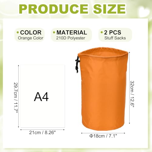 Drawstring Bag with Toggle, Cinch and Ditty Pouch Portable Outdoor Products Ditty Bag 7x13in & 2Pcs & Orange - Fit For(Backpacking/Camping/Traveling) - color: Orange, size: 7x13"
