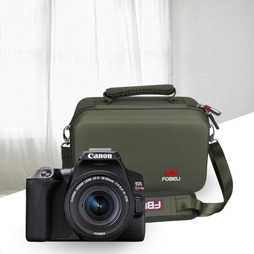 FBLFOBELI EVA Camera Case for Canon EOS Rebel T7/T8i/T5/R50/R100 | Hard EVA Shell, Shockproof & Water-Resistant, Custom Molded Interior, Detachable Shoulder Strap, Travel Bag, Army Green - color: Army Green