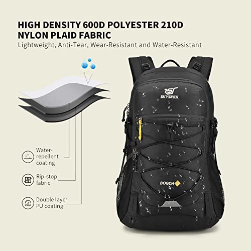 SKYSPER Hiking Backpack for Men Women, 35L Lightweight Travel Daypack, Outdoor Camping Back Pack with Multiple Compartments, Durable for Weekend Getaway - color: Black