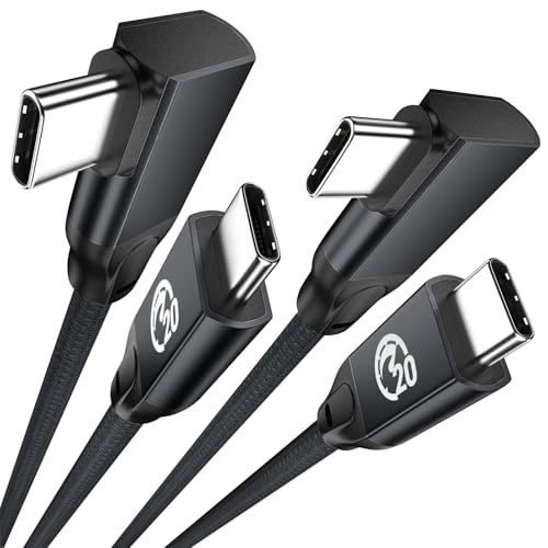 USB C Right Angle Cable 100W 15ft 2Pack, Long USBC to USBC 3.2 Gen2 Cable | 20Gbps Type C PD Charging Fast Charge Cord for iPhone 17 16 15 Pro Max iPad MacBook Galaxy S26 Ultra S25, Monitor, Dell - color: Black, size: 15FT+15FT
