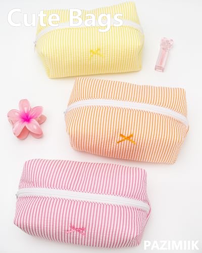 PAZIMIIK Cozy Makeup Bag for Women,Zipper Cosmetic Pouch,Stripe Candy Pink - color: Stripe Candy Pink