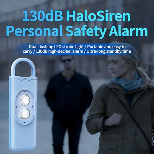 Halo-Siren Keychain, HaloSiren Personal Safety Alarm - 130db Loud Alarm Keychain with LED Strobe Light, Compact Emergency Siren (Double Flashing Lights - Black + Copper Ring) - color: Double Flashing Lights - Black + Copper Ring