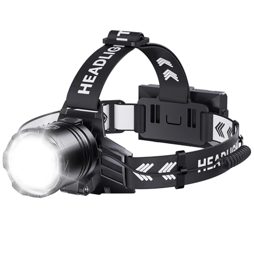 OMALIGHT Rechargeable Headlamp, Super Bright LED Headlamp, 5 Modes Zoomable - color: Gray, size: 1pack