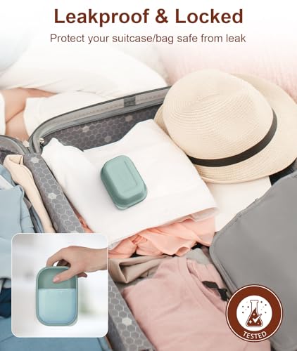 Quatish Leakproof Soap Dish with Lid & Draining Layer, Shatterproof Travel Bar Soap Holder Case Container, Portable Travel Size Toiletries Essentials for Camping, Gym, Bathroom, Greygreen - color: Greygreen, size: Medium