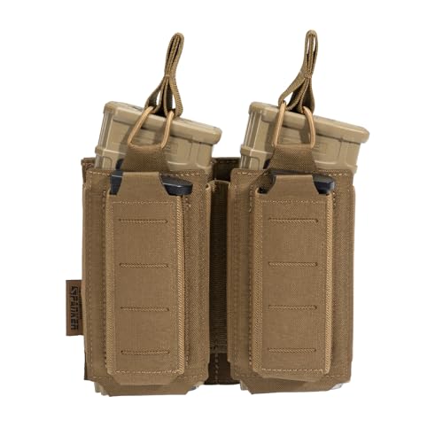 EXCELLENT ELITE SPANKER Tactical Open-Top Single/Double/Triple Molle Mag Pouch for Pistol Mag Pouch Tactical Bag Accessories Holder - color: Double-Coyote Brown