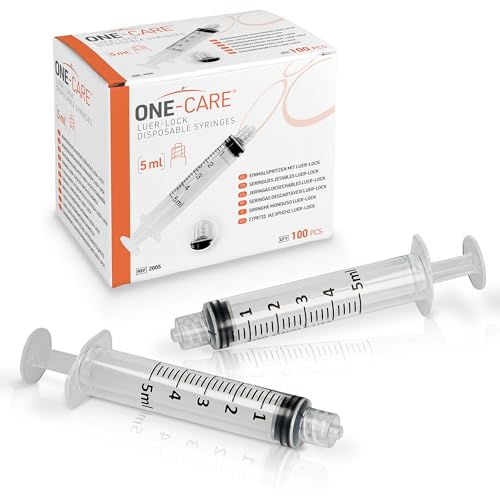 ONE-CARE 5ml (5cc) Luer-Lock Syringes, Sterile, Blister-Packed, 100/bx | High-Transparency Barrel, Precise Graduation for Accurate Dosing, Silicone-Lubricated Smooth Plunger Movement, Safe Backstop - size: 5ml