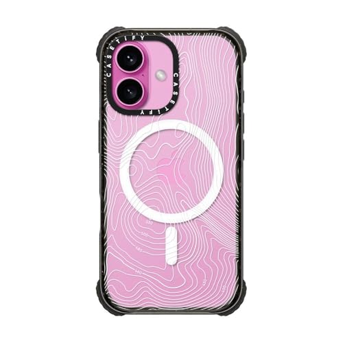 CASETiFY for iPhone 16 Case - Ultra Impact Compatible with MagSafe | Strong Slim | 11.5 ft. 5X Militray Grade Drop Protection | Topography Map | Black - color: Topography Map, size: Iphone 16 (6.1")