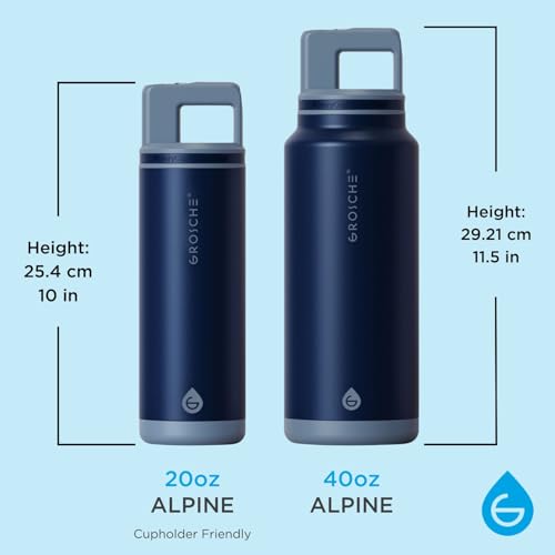 GROSCHE Alpine Flip N Sip Insulated Bottle with Straw, Mountain Blue, 20 oz - color: Mountain Blue, size: 20 Ounces