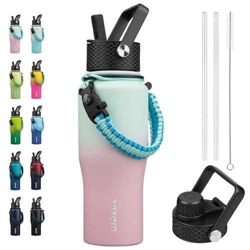 BJPKPK 23oz Insulated Water Bottle with Straw Lid, Stainless Steel Bottle - color: Marshmallow, style: 23oz