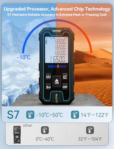 Laser Measuring Tool, RockSeed Portable Laser Measure, Digital Distance Measurement with 2 Bubble Levels, Laser Tape Measure with 5 Units Conversion - size: Large