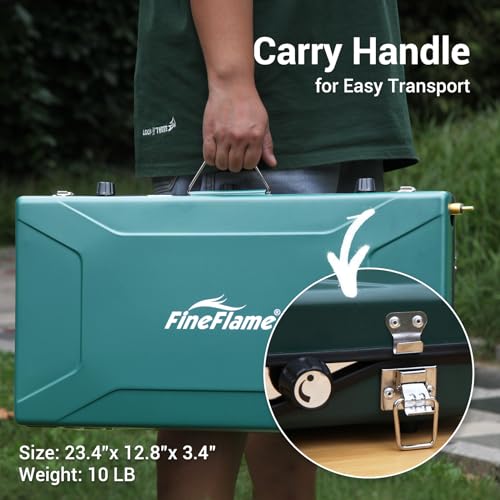 FineFlame Camping Stove, Propane Portable Camp Stove, 20400BTU-3 Burners - color: Green-3 burner-20400BTU