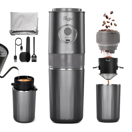 Portable All-in-One American Coffee Maker with Electric Grinder