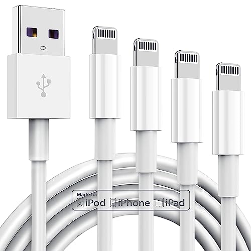 4 Pack Apple MFi Certified iPhone Charger Cable 6Ft, Apple Lightning to USB Cable Cord 6 Foot, 2.4A Fast Charging, Apple Phone Long Chargers for iPhone 14/13/12/11/ X/XS/XR/8/7/6/SE Plus Pro Max Mini - color: White, size: 4P-6 ft