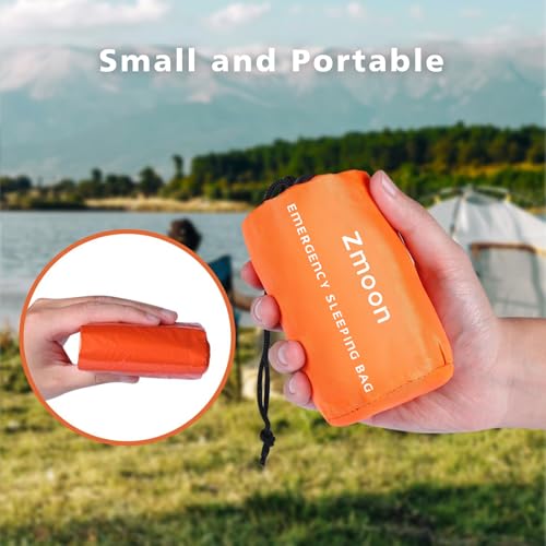 Zmoon Emergency Sleeping Bag Survival Bag, Portable Waterproof Thermal Bivy Sacks,Bivvy Bags,Camping Mylar Sleeping Bag Survival Gear Emergency Blankets Survival Shelter - size: Orange Pack of 4