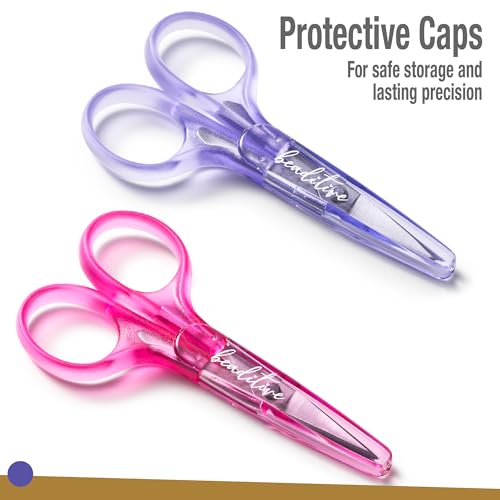 High Precision Detail Scissors Set (2-Pc) Sharp, Fine Tips | Paper Cutting, Scrapbooking, Sewing, Crafting | Stainless Steel | Protective Cover (Jelly) - color: Jelly