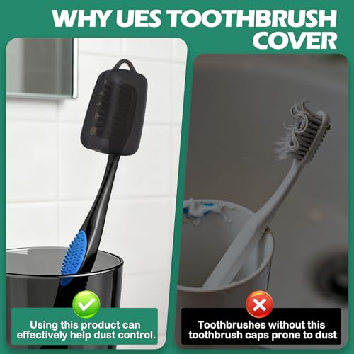 Lapfoon 8 Pack Toothbrush Covers, Silicone Tooth Brush Cover Cap | Toothbrush Caps for Electric & Manual Toothbrush Heads - color: Black