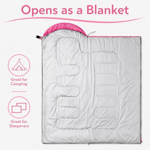 Sleeping Bags for Adults & Kids - Lightweight Camping Sleeping Bag - color: 3lb-Pink
