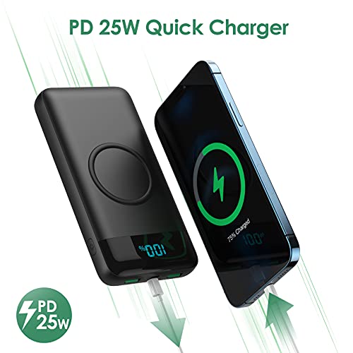 Wireless Portable Charger 30800mAh,15W Wireless Charging 25W PD QC4.0 Fast Charging USB-C Power Bank, 4 Output Travel Essential External Battery Pack Compatible with iPhone 17/16/15/14,Galaxy,Android - color: A-Matte Black