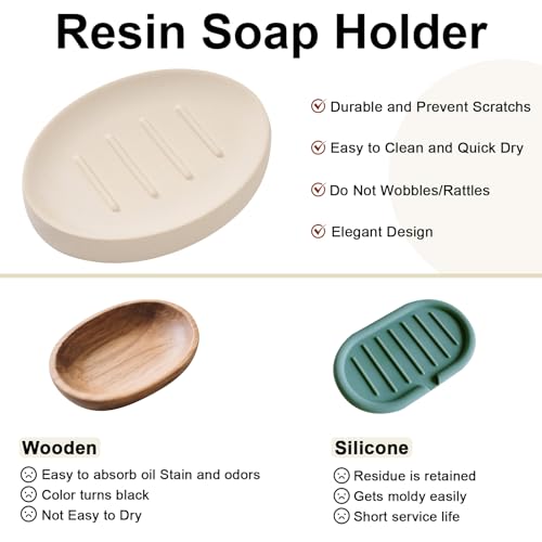 Soap Dish Bathroom Resin Bar Soap Holder for Shower Soap Tray for Kitchen Sink(Cream) - color: Cream, size: 1 Pack