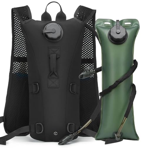 Running Hydration Vest Pack Tactical 3L Water Bladder Backpack Bag for Cycling Marathon Hiking Daypack Men & Women - color: Black V
