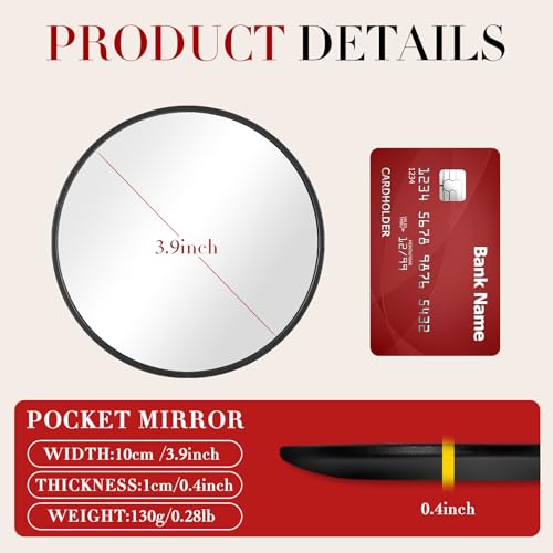 Retro metal compact travel mirror , compact mirror for wallets and pockets - color: Black