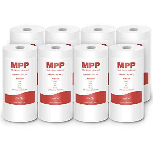 SimPure 5 Micron 10" x 4.5" Whole House Sediment Water Filter Cartridge - size: 8 Count (Pack of 1), style: 10" x 4.5"