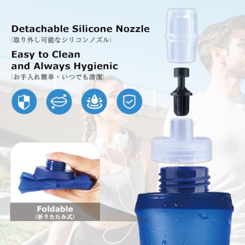 YAPJEB Soft Flask Collapsible Water Bottles, TPU Soft Water Bottle Folding Flask for Hydration Pack, BPA Free Folding Water Bottle Ideal for Cycling - color: 250ml/8.45oz with Straw