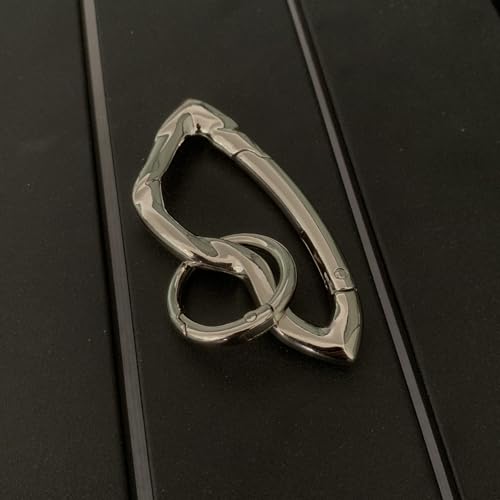 Cute Y2K Carabiner Keychain Clips Irregular Cool Multi-Use Large Heavy Duty Carabiner Hook Key Ring Outdoor Accessories Buckle - color: Silver Tone