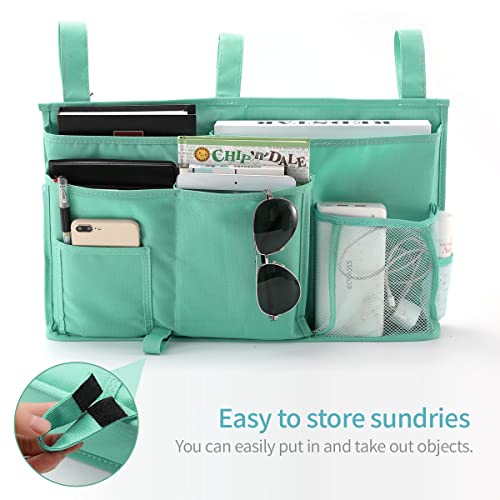 Bseash Bunk Bed Organizer, Bedside Caddy Hanging Bed Organizer Storage Bag 8 Pockets, for College Dorm Rooms Bed, Hospital Bed, Baby Bed Rails, 600D Oxford Cloth (Light Green) - color: Light Green, size: Large