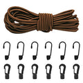 1/4" Bungee Shock Cords with Hooks, 32 Feet Elastic Nylon Cords Kayak Stretch String Rope for Bikes, Tie Downs, Boating, Camping, Cars, Fitness,Outdoor Enthusiasts(1/4 inch x 32 Ft, Brown) - size: 1/4 inch x 32 Ft, Brown