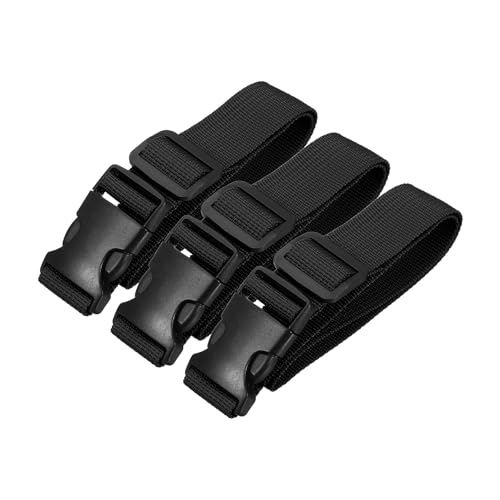 PATIKIL Utility Straps with Quick Release Buckle, (1 Inch x 2 Feet, Black) (3 Pcs) Adjustable Luggage Polyester Straps Backpack Webbing, Suit for Sleeping Bag/Camping/Hiking - color: Black, size: 1 Inch x 2 Feet
