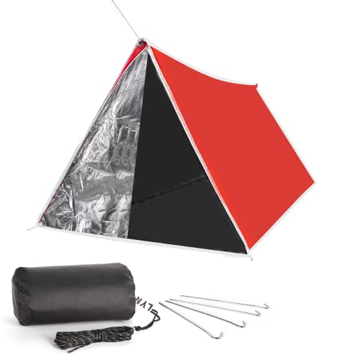 LYN Extra Large Zipper Reusable Survival Emergency Shelter Tent,Thermal Waterproof Fireproof Lightweight Bugout, with Paracord✚Stake for Camping,First Aid,Hiking&Bushcraft - size: Medium