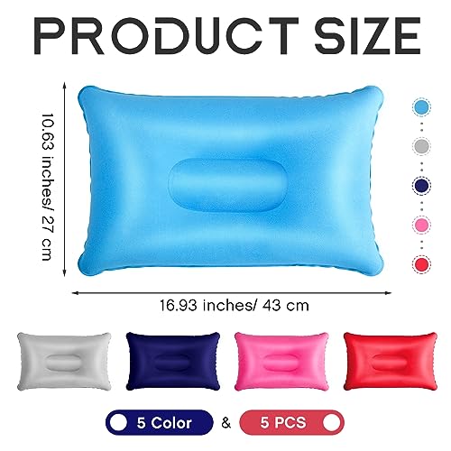 Maitys 5 Pcs Inflatable Camping Pillow,16.93 X 10.63 Inches,Multicolor - color: Multicolor, size: 16.93 x 10.63 Inches