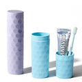 2Pcs Travel Toothbrush Case, Portable Couple Travel Toothbrush Holder with Dot,Toothpaste Container for Home, Travel, Business, Camping, School, 8.1x2.2x1.6 (Purple+Blue) - size: medium size