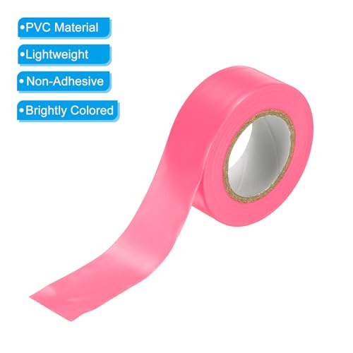 Flagging Tape 1.5" x150', 2 Pack PVC Non-Adhesive Neon Marking Tape for Tree Survey Boundaries Outdoor Trail, Pink