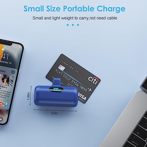 [2 Pack] Small Portable Charger for iPhone,Upgraded 5000mAh PD Fast Charging Power Bank, LCD Display Cute Mini Battery Pack Compatible with iPhone 14/14 Pro Max/13/13 Pro/12 Pro/11/XR/X/8,Blue+Pink - color: Pink+Blue