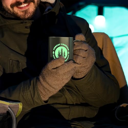 Glow-in-The-Dark Stainless Steel Camping Mug with Carabiner Handle | Double-Wall Vacuum Insulated, Compact & Lightweight 9.5oz Cup for Hiking, Backpacking - color: Black