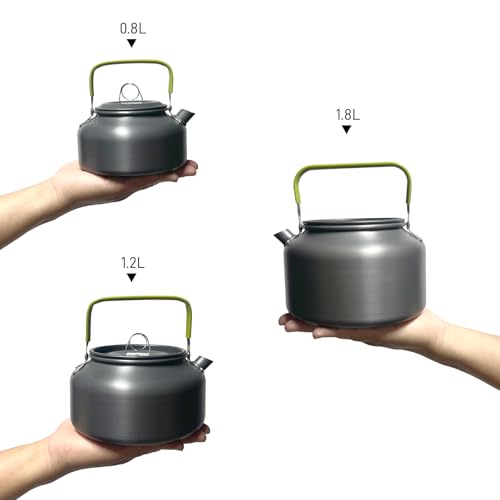 0.8L Camping Kettle, Hard-Anodized Aluminum Portable Campfire Kettle for Open Fire, Outdoor Camp Tea Coffee Pot for Stove Top, Backpacking, Hiking, Picnic and Traveling - color: Aluminum 0.8L