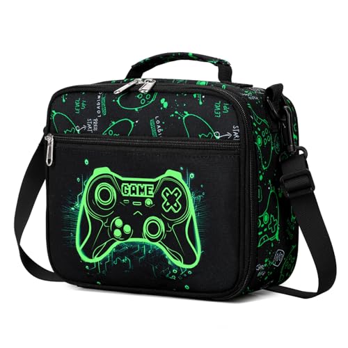 DIGOBAY Insulated Lunch Box for Kids Boys Cool Luminous Gamer Lunch Bag - color: Green